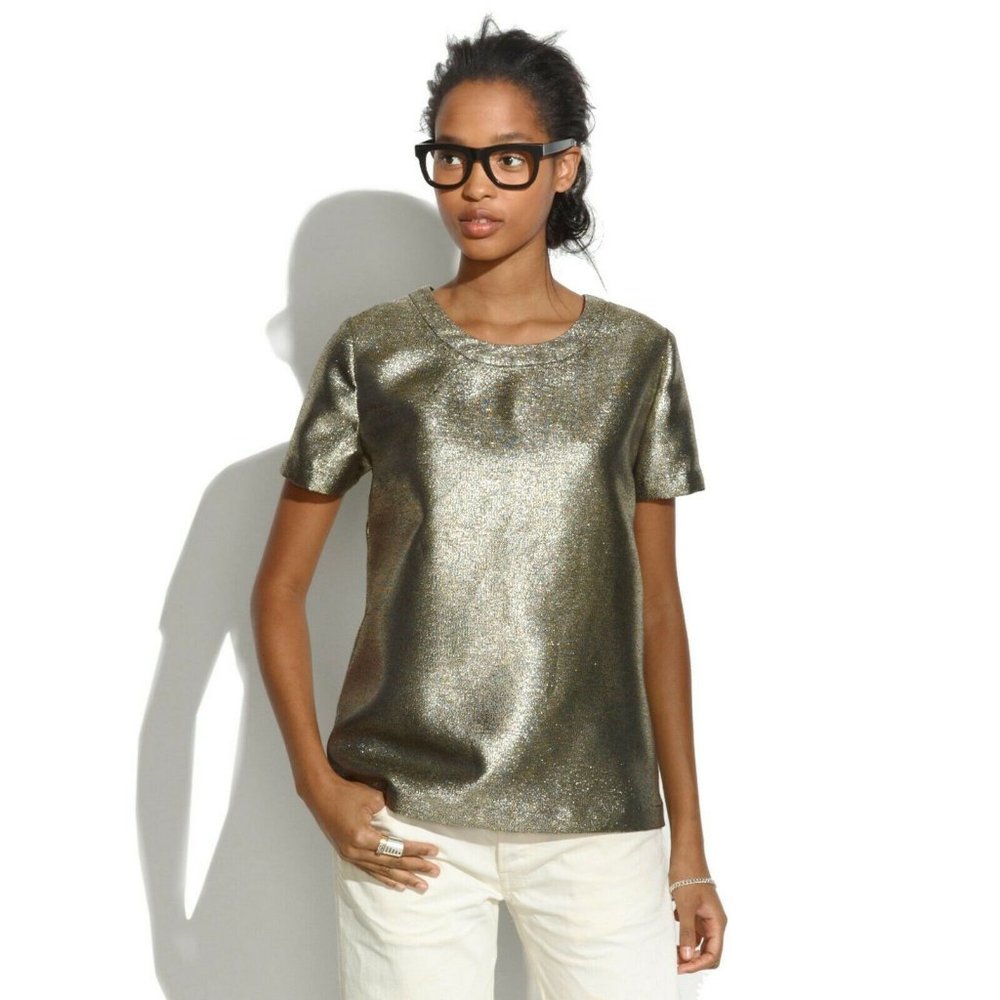 Madewell Gold Shimmer Tee Blouse